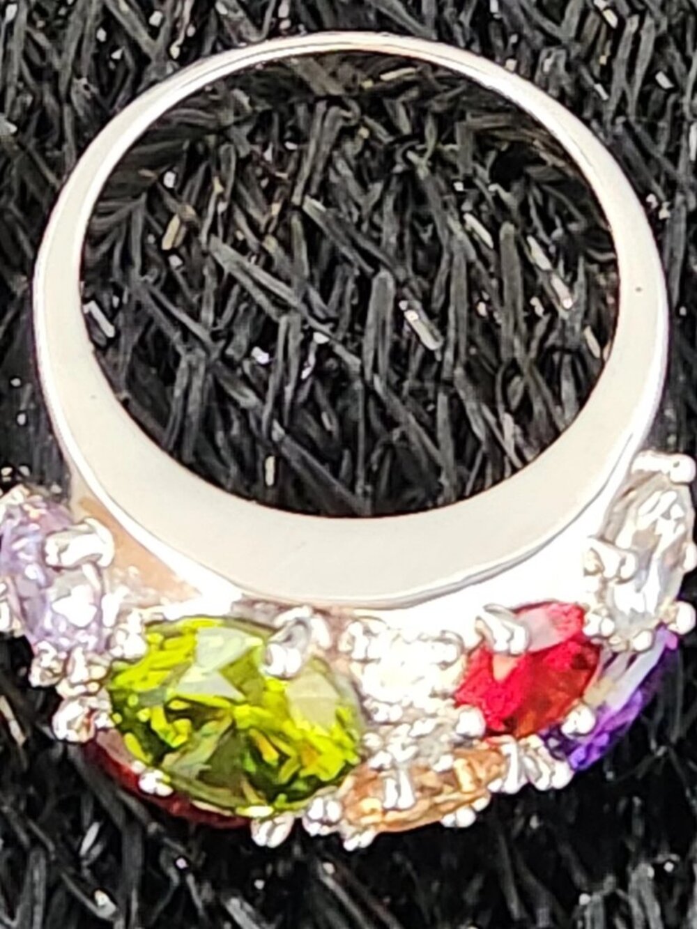 Vtg Nataliya V Collister NVC Multi-color Gems Bold Statement Cocktail Ring Sz 9 - Picture 5 of 14